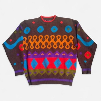 IB Diffusion Wool Angora Color Block Oversized Sweater Medium Vintage 1990
