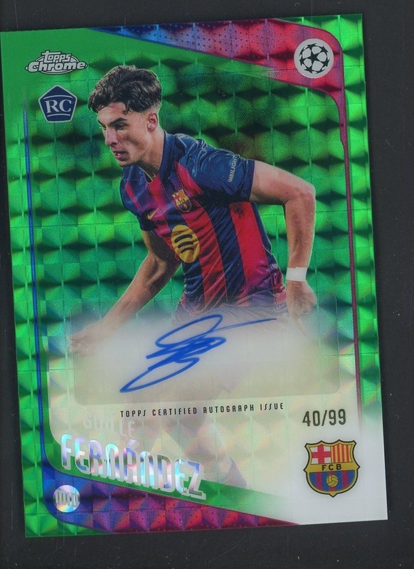 2025 Topps Chrome Uefa Ucc Guille Fernandez Rc Auto Green Geometric 40/99