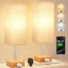 Fenmzee Table Lamp for Bedroom Set of 2 Nightstand - 3 Color Bedside Lamps with