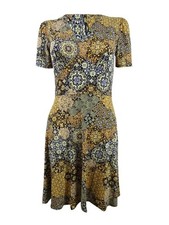 MICHAEL Michael Kors Women's Tile Patchwork Dress (XS, Saffron)