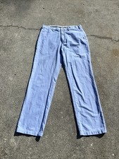 VTG Polo Ralph Lauren Preston Fit Chino Pants Chambray Mens 36x34 Blue Cotton