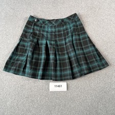 DIVIDED H M Pleated Plaid Mini Skirt Teal Green Navy Blue School Girl Size 6