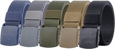 5 Pack Nylon Military Tactical Belt Webbing Canvas Outdoor Web Belt with Plastic