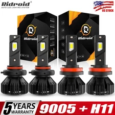 9005+H11 LED Headlight Super Bright Bulbs Kit 6500K White 24000LM High/Low Beam