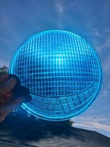 8-3/8"  Corning CrouseHinds Glass LARGE Blue Green Traffic Signal Light Lens