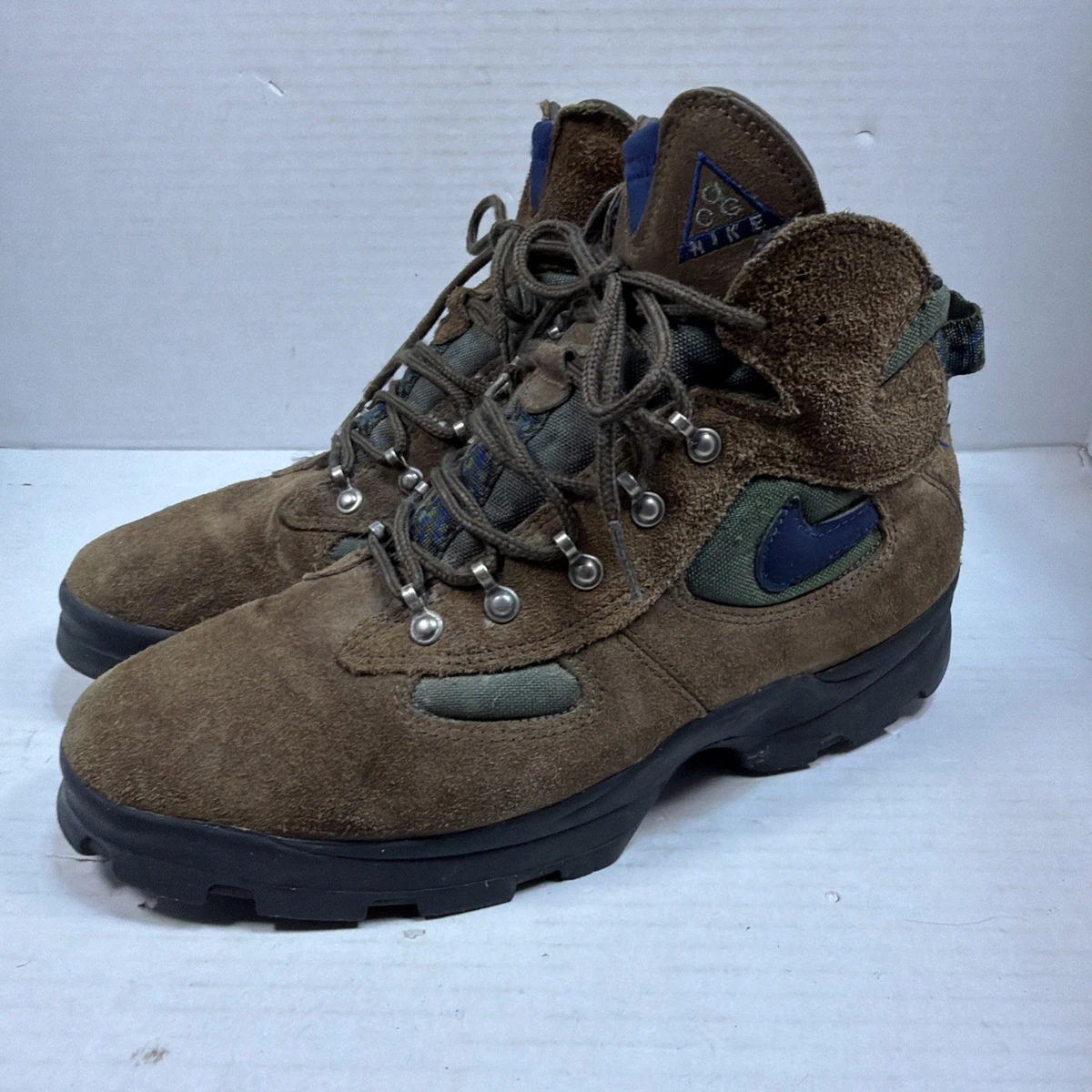 Nike Mens 9.5 Tan Green Hiking Trail Boots Outdoor Lace Up Nike Hiking Boots - Etsy main image 4