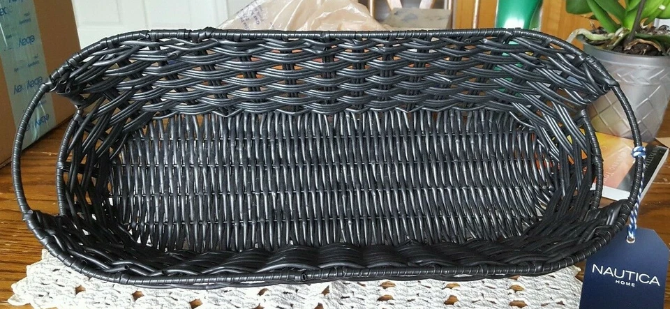 Nautica Home woven black indoor/outdoor tabletop basket 16 3/4" x 7" x 4 5/8"h - Image 4 of 4