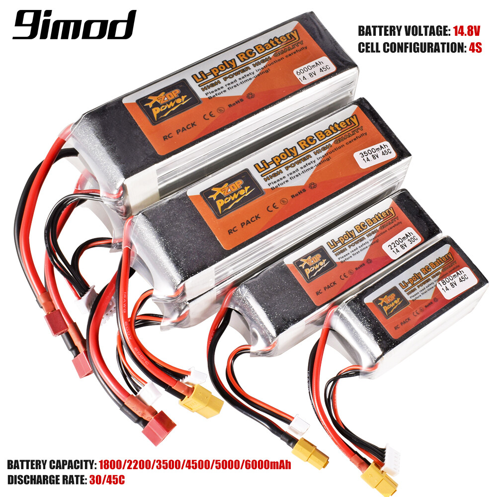 Zop Power 14.8V 4s 1800/3500/6000mAh 30C 45C Lipo Battery XT60 for