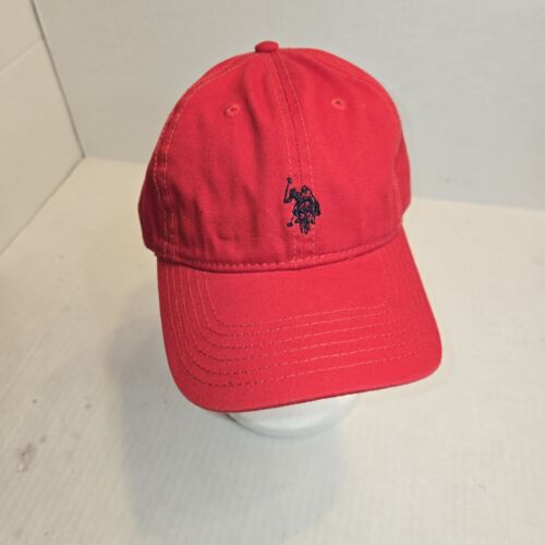 US Polo Assn Red Hat Adjustable Strapback Red Blue Pony Nwot