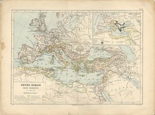 Carta geografica antica MEDITERRANEO EPOCA CESARE AUGUSTO 1886 Old antique map