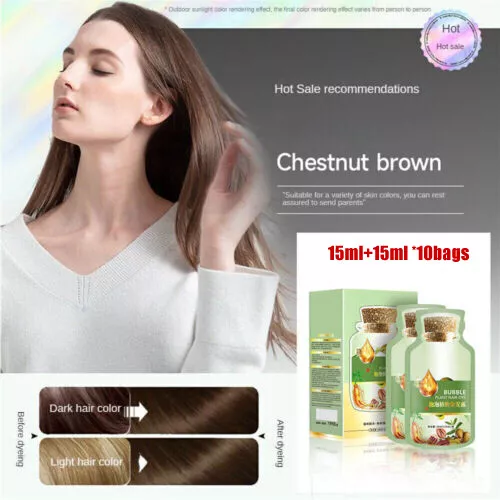 30mlx10 packs Natural Plant Hair Dye New_Botanical Bubble Hair Dye Shampoo Color - Picture 10 of 15