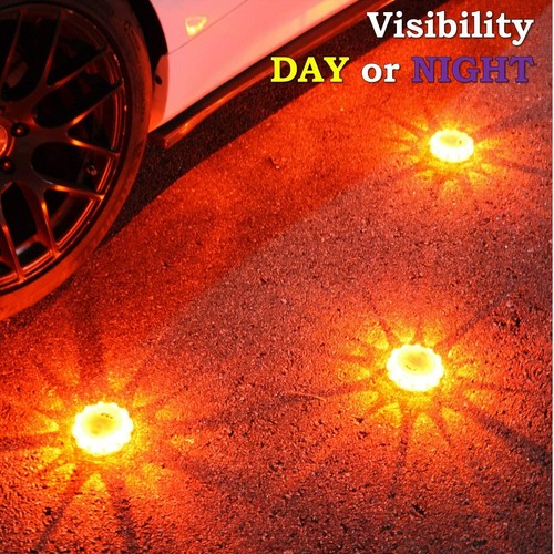 6pk Emergency Magnet LED Road Flares Roadside Safety Disc Light Kit w Carry Case - Picture 7 of 12