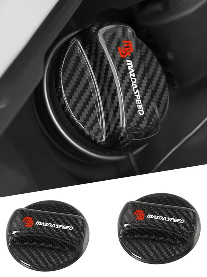 Universal Carbon Fiber Car Fuel Tank Oil Gas Cap decor For Mazda 1Pc NEW - Image 3 of 4