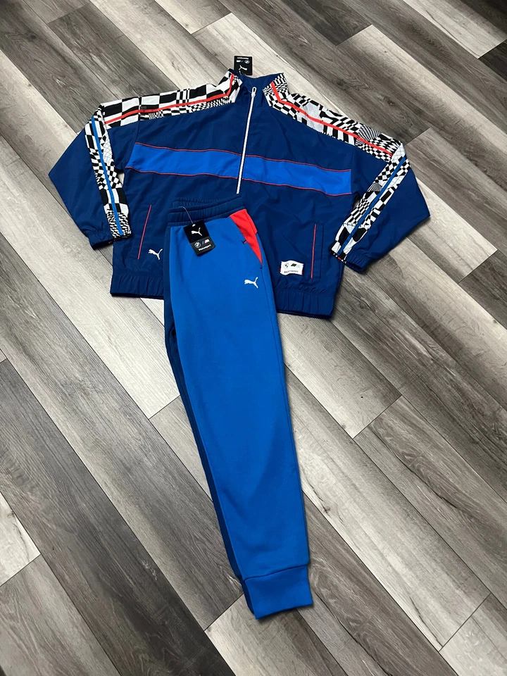 NUEVO CON ETIQUETAS PUMA BMW MOTORSPORTS Hombre 2 Piezas Chándal Azul Rojo Chaqueta XL Pantalones Grandes Foto 2 de 4