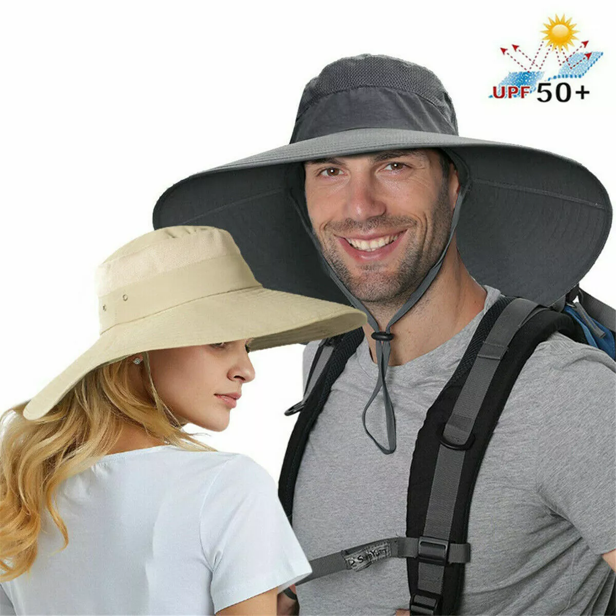 Men Women Wide Brim Sun Hat Breathable Bucket Cap Summer Fishing