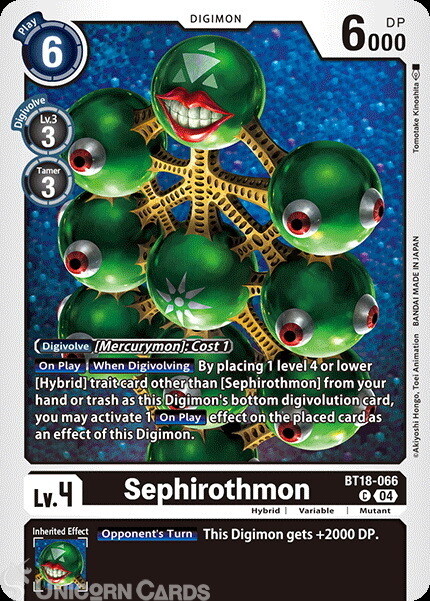 BT18-066 Sephirothmon : Common Digimon Card : BT18-19: Special Booster Ver.2.0
