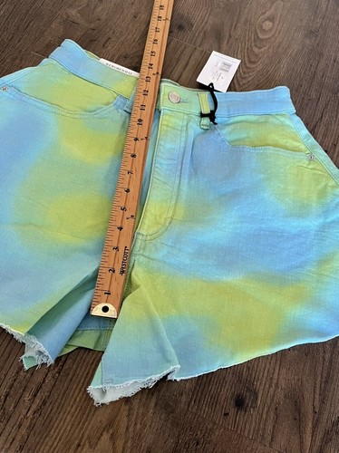 NWT WeWoreWhat REVOLVE Blue Green Denim High Rise Cut Off 3.5” Shorts 27 Small - Picture 9 of 11