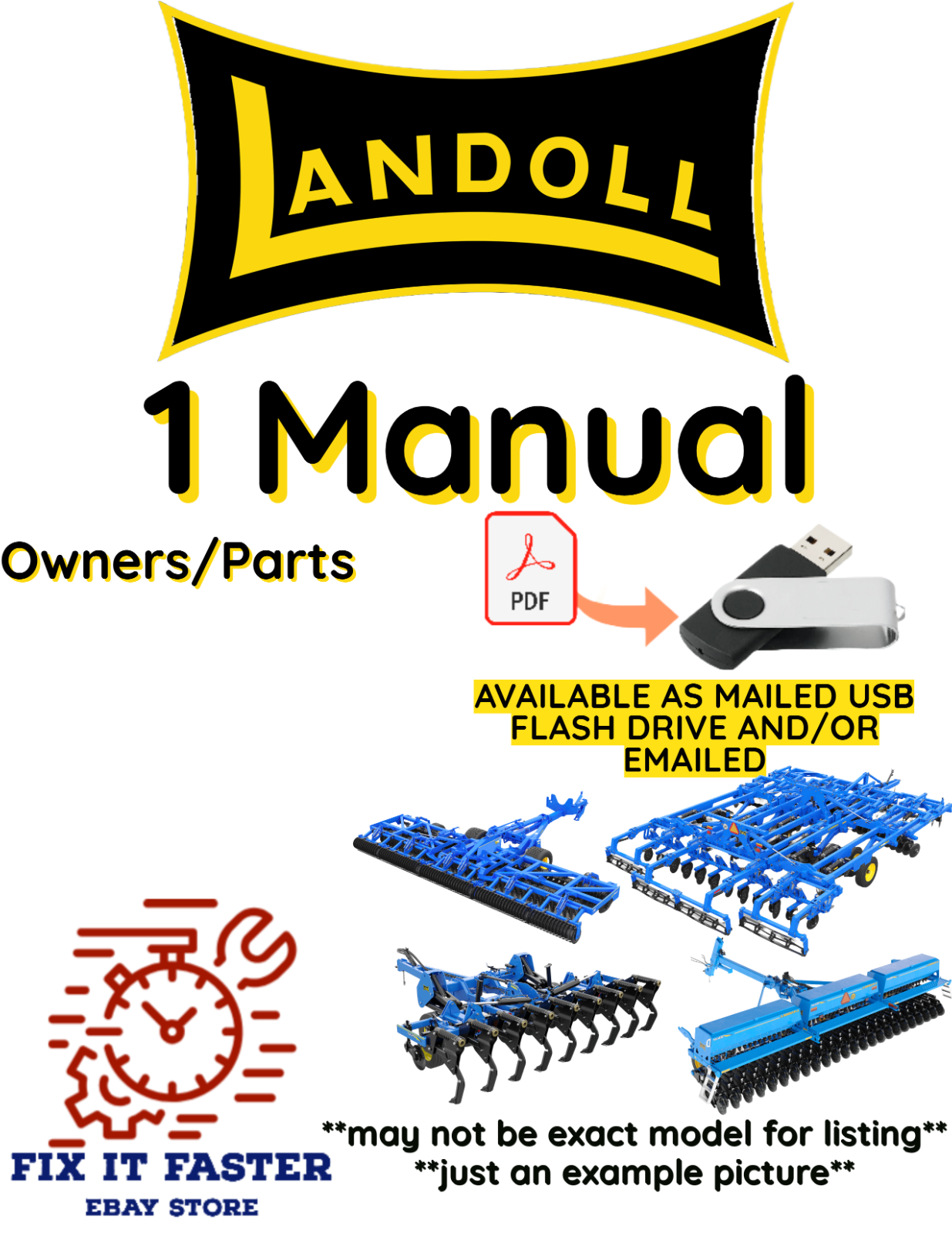 LANDOLL 800 EXPANDABLE FIELD CULTIVATOR OWNER OPERATOR W/PARTS MANUAL