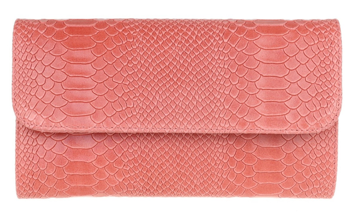 Snake Print Genuine Suede Clutch Bag Italian Leather Vera Pelle