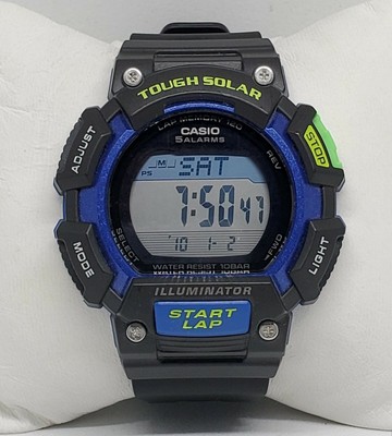 Mens Casio Tough Solar 3441 Runner Digital Black and Blue Watch STL-S110H A7 79767035396 | eBay