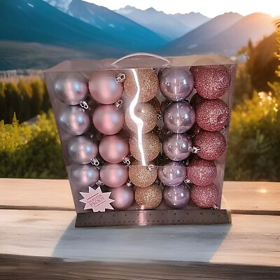 Pink Gold Silver Christmas Ball ornaments 50pcs Hobby lobby Shatter Proof 