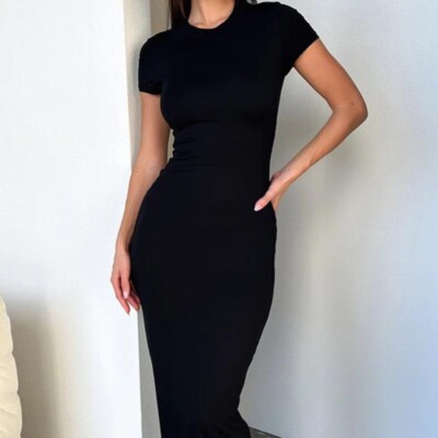 ladies t shirt maxi dresses T-Shirt to Summer Dress Sewing Pattern short sleeves MEROKEETY Women's 2025 Summer Maxi