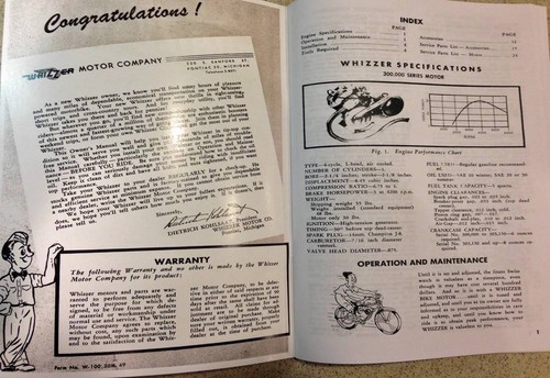 antique bicycle WHIZZER 300 series motor Owners Manual REPRINT brochure catalog - Picture 2 of 4