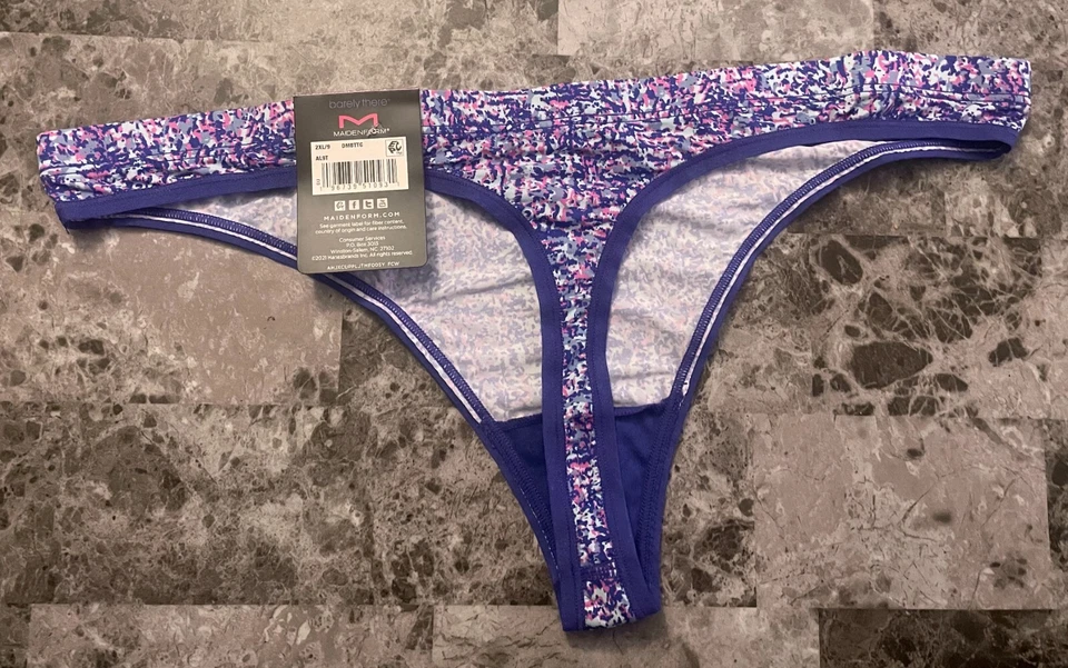 NUEVO CON ETIQUETAS BRAGAS TANGA MAIDENFORM XXL ROSA AZUL LISO INVISIBLE APENAS HAY Foto 3 de 3