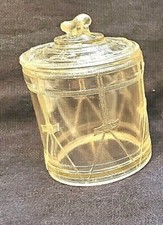 Drum Sugar Bowl w Lid Toy Cannon Handle Child's Glass EAPG Antique Bryce Highbee