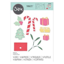 Sizzix Thinlits Dies Stocking Fillers 664716 Envelope Candy Canes Tree 14 Dies
