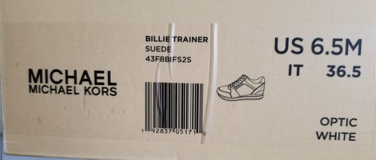 Michael KORS BILLIE SUEDE Optic White Logo Trainer Sneakers US 6.5