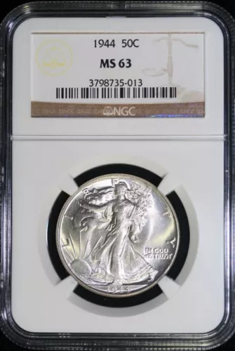 1944 50C WALKING LIBERTY SILVER HALF DOLLAR - NGC MS63