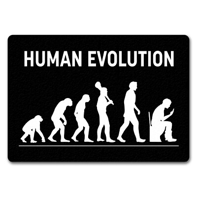 Human Evolution Fußmatte in 35x50 cm ohne Rand mit witzigem Motiv