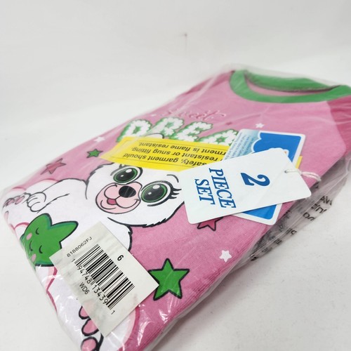 Fish Flops Girls Sweet Dreams Knit Pajama Set Size 6, Pink Long Sleeve - Picture 4 of 6