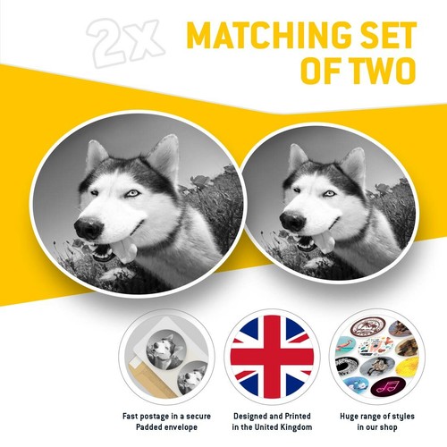 2 x Vinyl Stickers 7.5cm (bw) - Happy Husky Malamute Wolf Dog #36800 - 第 2/9 張圖片