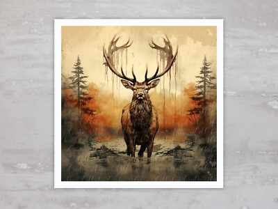 #ad #ad Hunting Antler Deer Buck In Nature Fabric Panel Quilt Sewing Quilt Block A82 $11.25