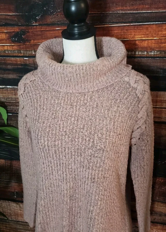 Suéter Relativity Cuello Alto Talla Mediana Rosa Suave Cordones Hombro Mujer Foto 4 de 4