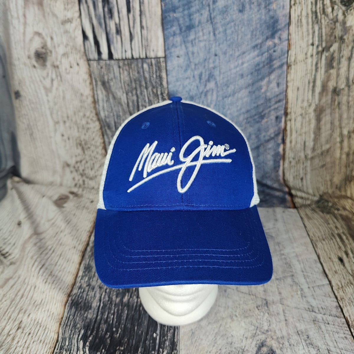 Maui Jim Hat Cap Snap Back Blue Trucker Mesh Embroidered Golf
