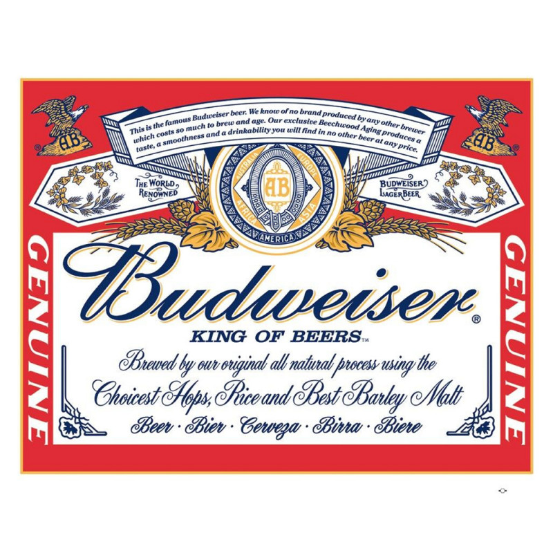 Plaque métal Budweiser 30 x 40 cm en acier sérigraphié haute qualité
