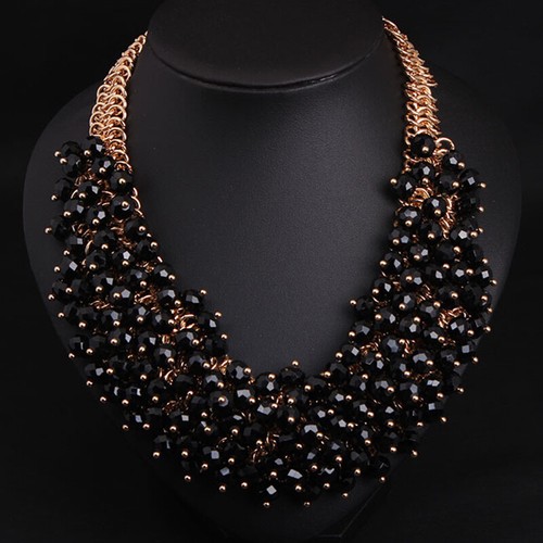 Statement Chunky Crystal Beads Pendant Necklace Fashion Choker Women Collar Bibs - Picture 11 of 23
