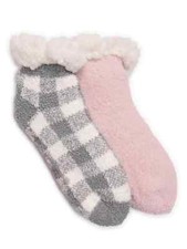 Muk Luks Women's Short Cabin Socks-2-Pairs-2900185-Grey Buffalo-OSFM-NWT