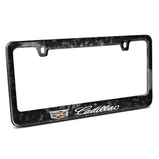 Cadillac Crest Logo Real Black Forged Carbon Fiber License Plate Frame Cadillac Crest Logo Real Black Forged Carbon Fiber License Plate Frame