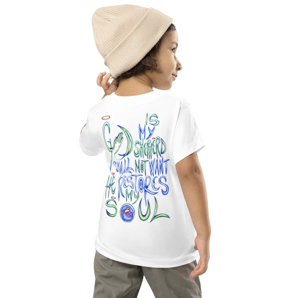 Camiseta cristiana GodIsReal Psalm23 GleasonMap 100 % algodón para niños pequeños Foto 2 de 4