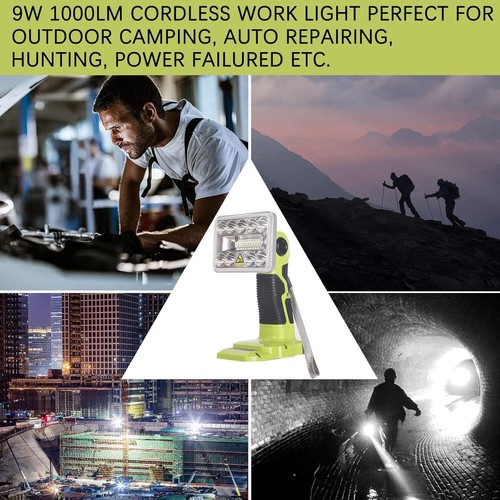 1000LM Jobsite Light Powered by 18V Max Li-ion Battery 9W Cordless Work Light US - Picture 8 of 11
