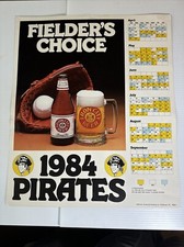 1984 Pittsburgh Pirates Iron City Beer Fielders Choice Schedule Poster 17 x 20