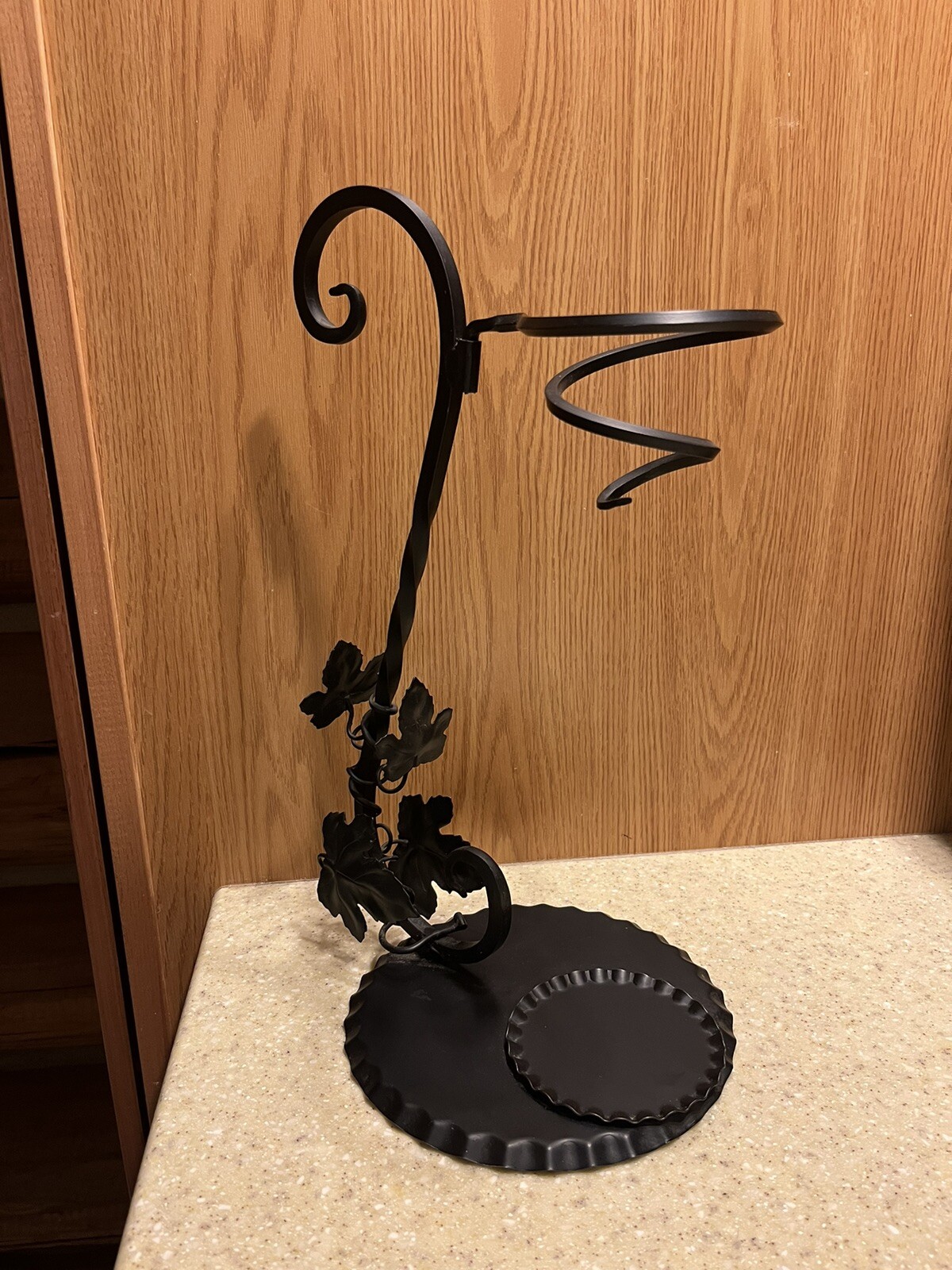 Vintage Wrought Iron Wine Aerator Stand - Made In Italy Grape Leaves / Vines
