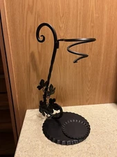 Vintage Wrought Iron Wine Aerator Stand - Made In Italy Grape Leaves / Vines