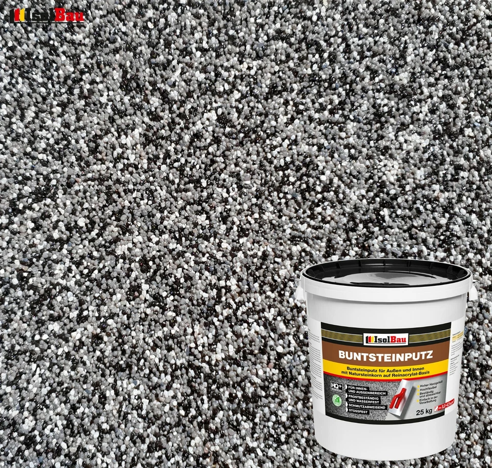 ISOLBAU Mosaikputz Buntsteinputz BP 30 (schwarz, grau, weiss) 25 kg Fertigputz Sockelput