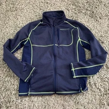 Vineyard Sweater Mens L Large Navy Blue & Green Logo 1/4 Zip Sweatshirt Adult