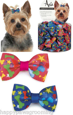 100 pc Aria Grosgrain Ribbon PUPPY LOVE Dog Groomer Grooming Bows Barette Bow